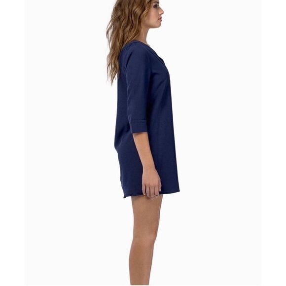 Tobi Navy Blue 3/4 Sleeve V-Neck Sheath Shift Mini Dress, Size Small - Picture 3 of 15